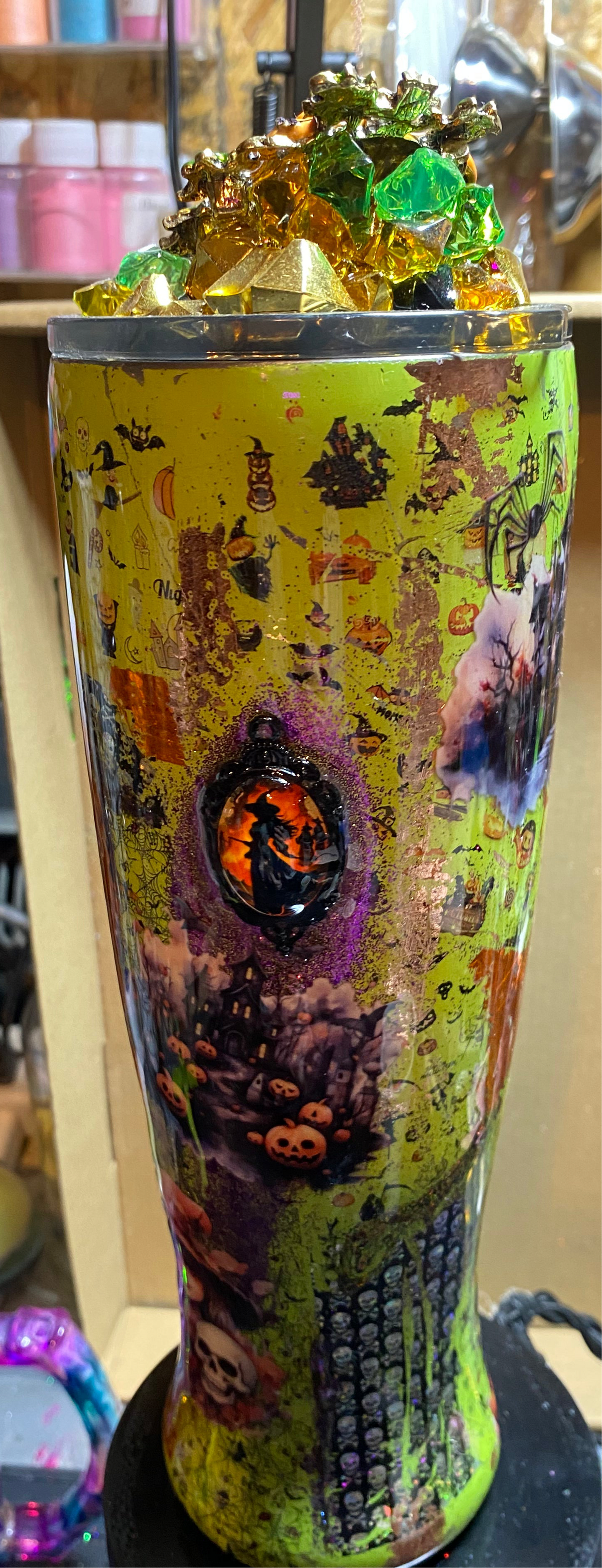 30oz Halloween Boho Chic Tumbler w/3D Topper