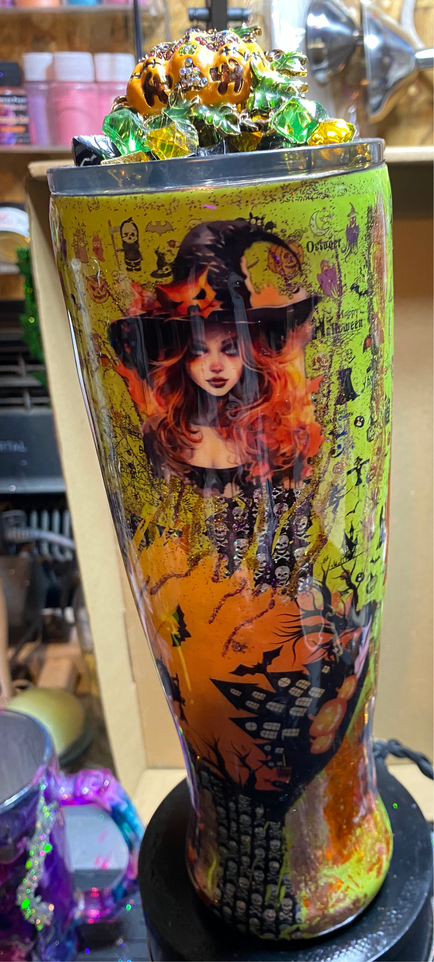 30oz Halloween Boho Chic Tumbler w/3D Topper