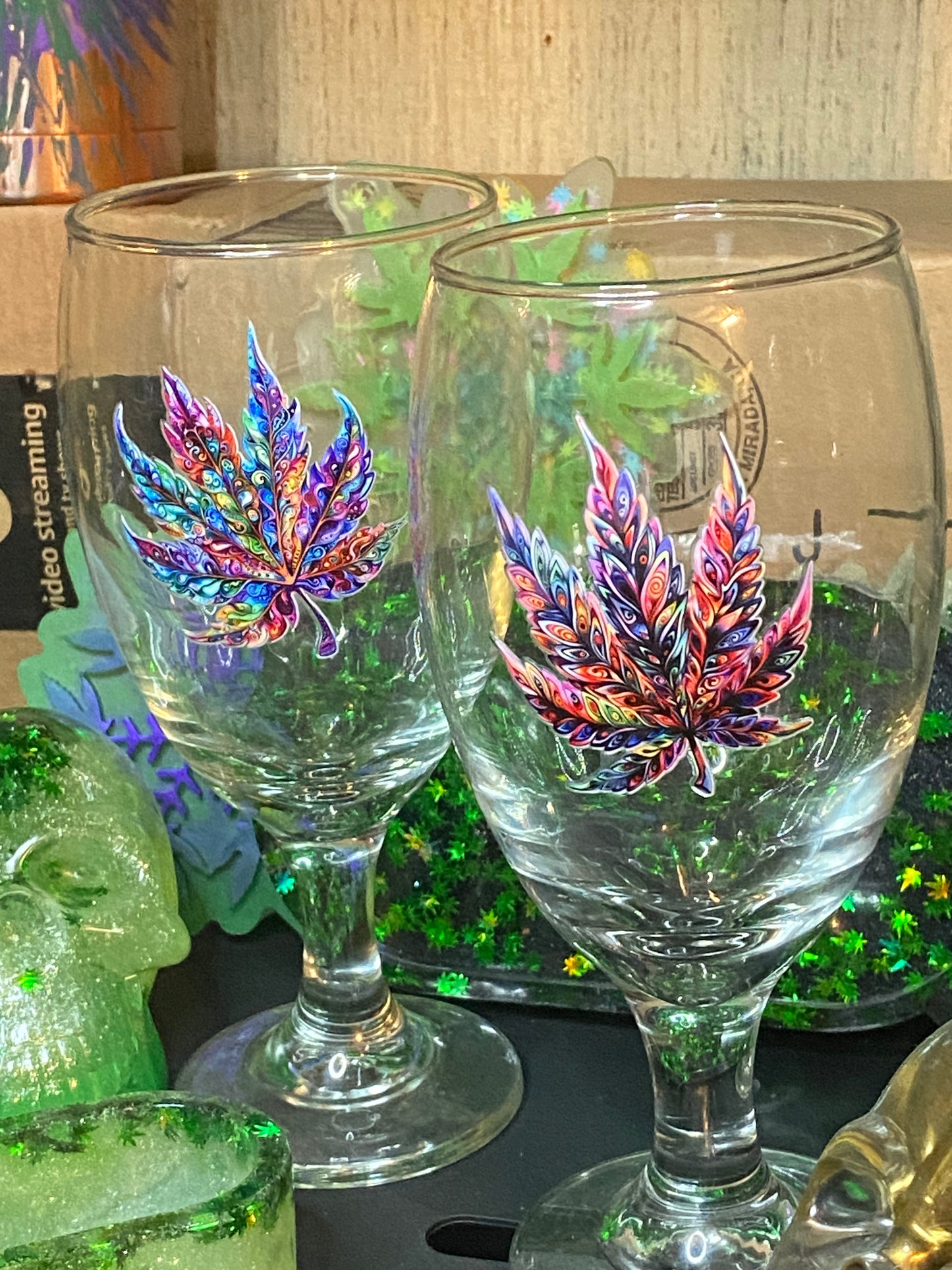 Set of Two Spicy Leaf Goblets