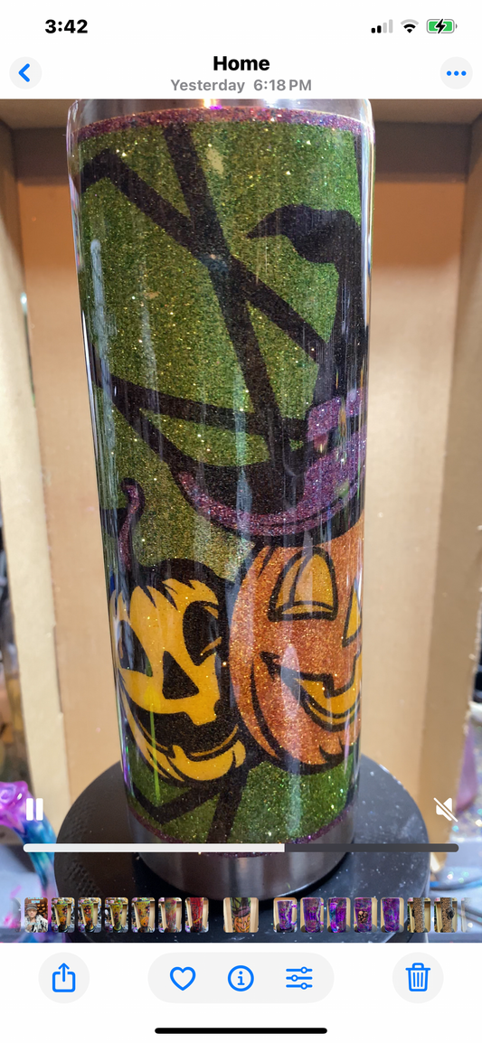 20oz Glitter Jack-o’-lantern Tumbler