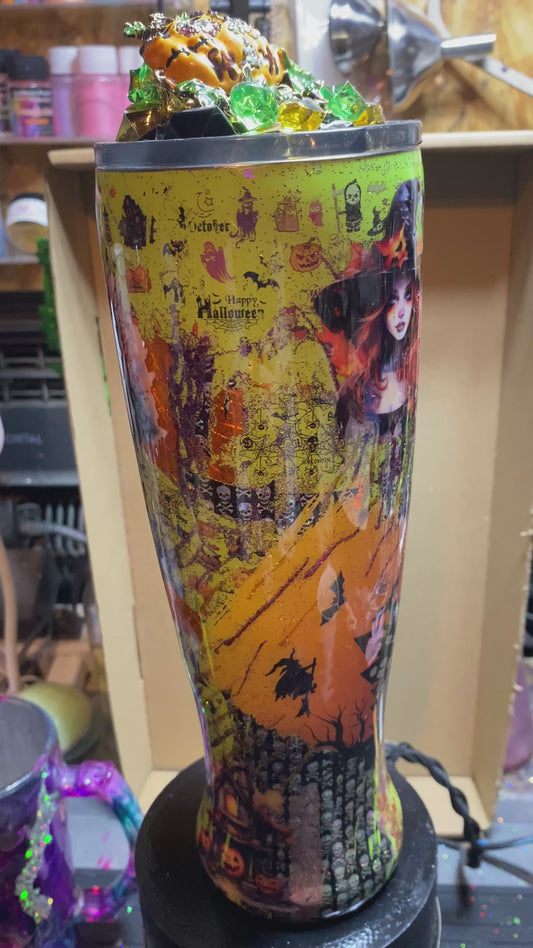 30oz Halloween Boho Chic Tumbler w/3D Topper